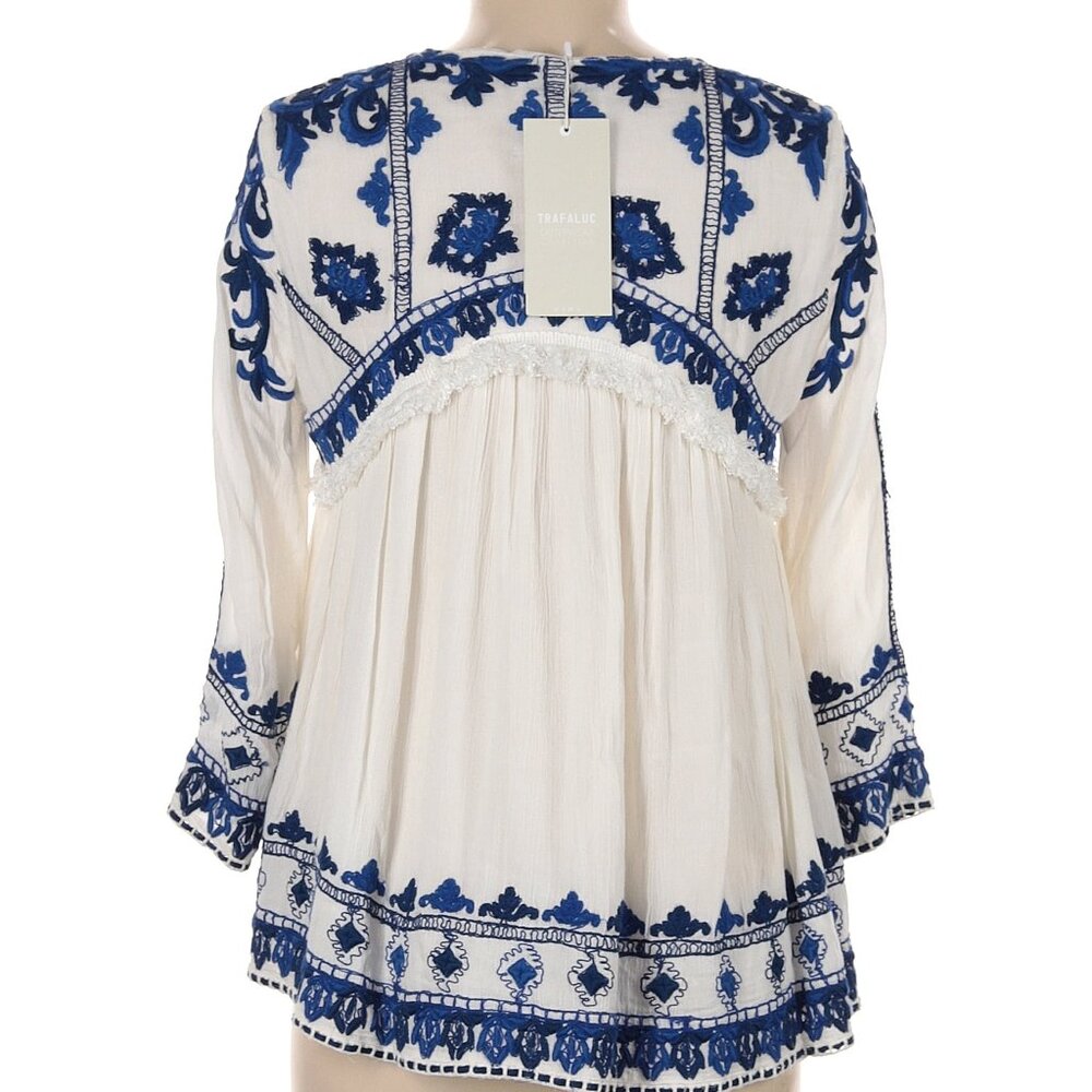 NWT Trafaluc Zara Ecru Embroidered Swing Jacket - Picture 5 of 11